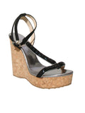 Suede Studded Cork Wedge Sandals