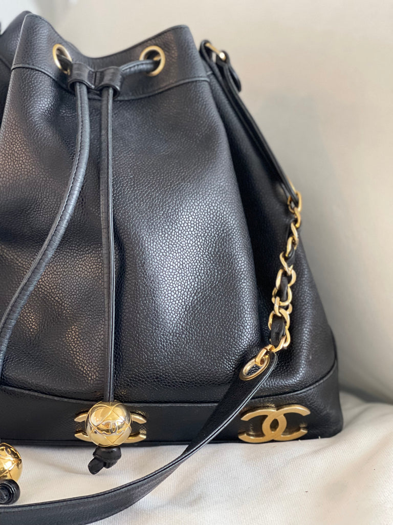Vintage Triple CC Caviar Bucket Bag