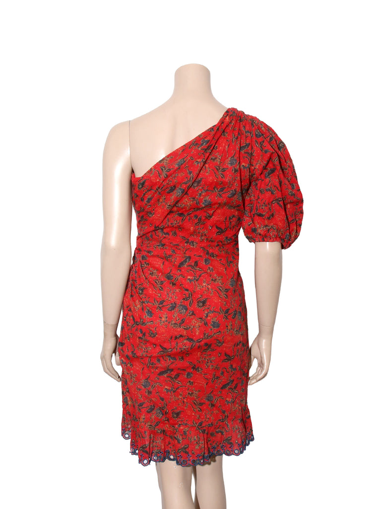 One-Sleeve Printed Dress