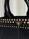 Vintage Canvas Studded Weekender Tote Bag