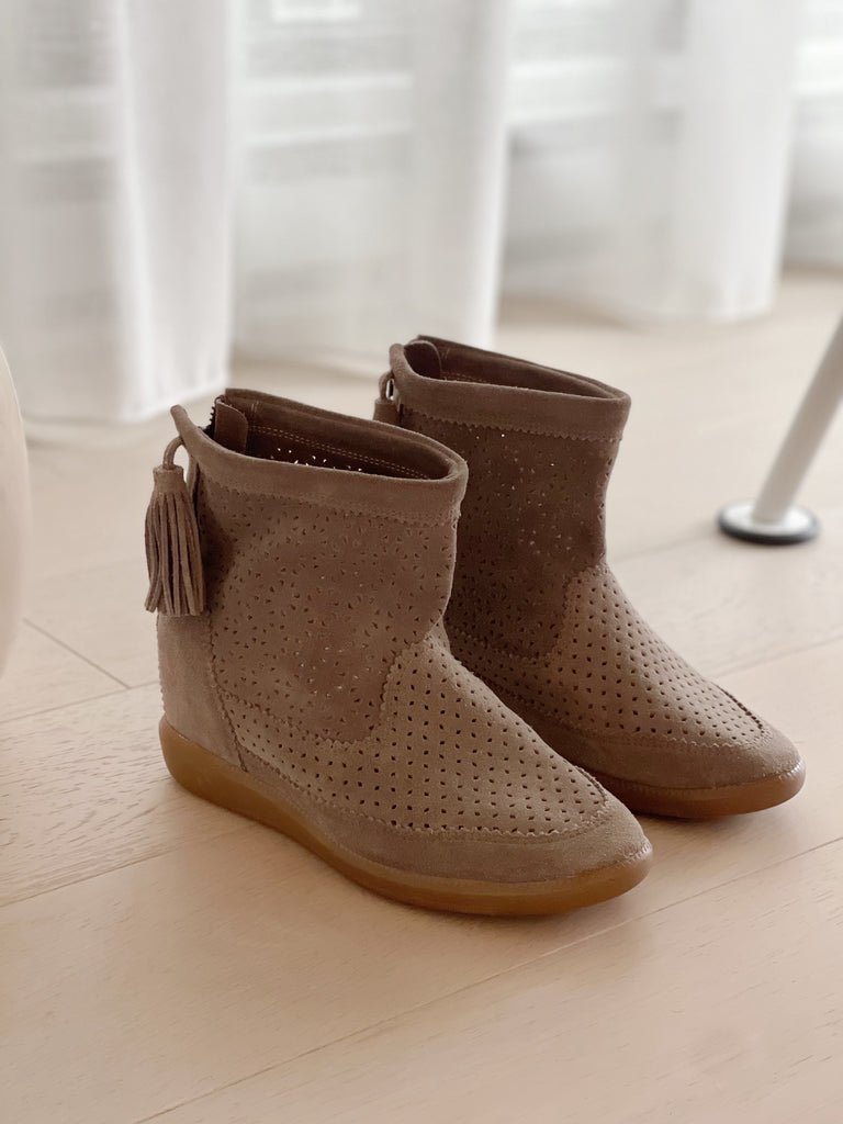 Perforated Wedge Sneaker Booties