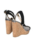 Suede Studded Cork Wedge Sandals