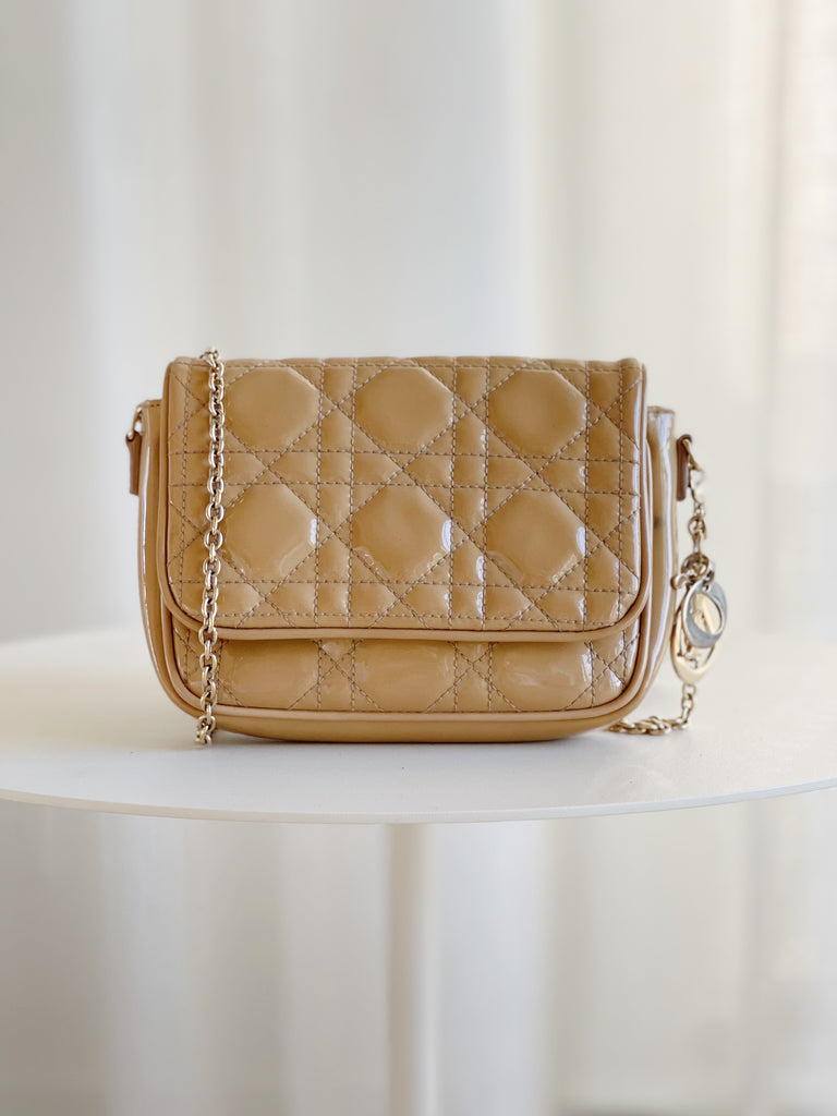 Cannage Patent Leather Cross Body Bag