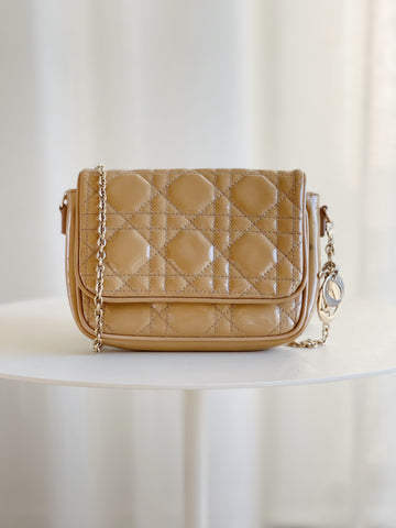 Cannage Patent Leather Cross Body Bag