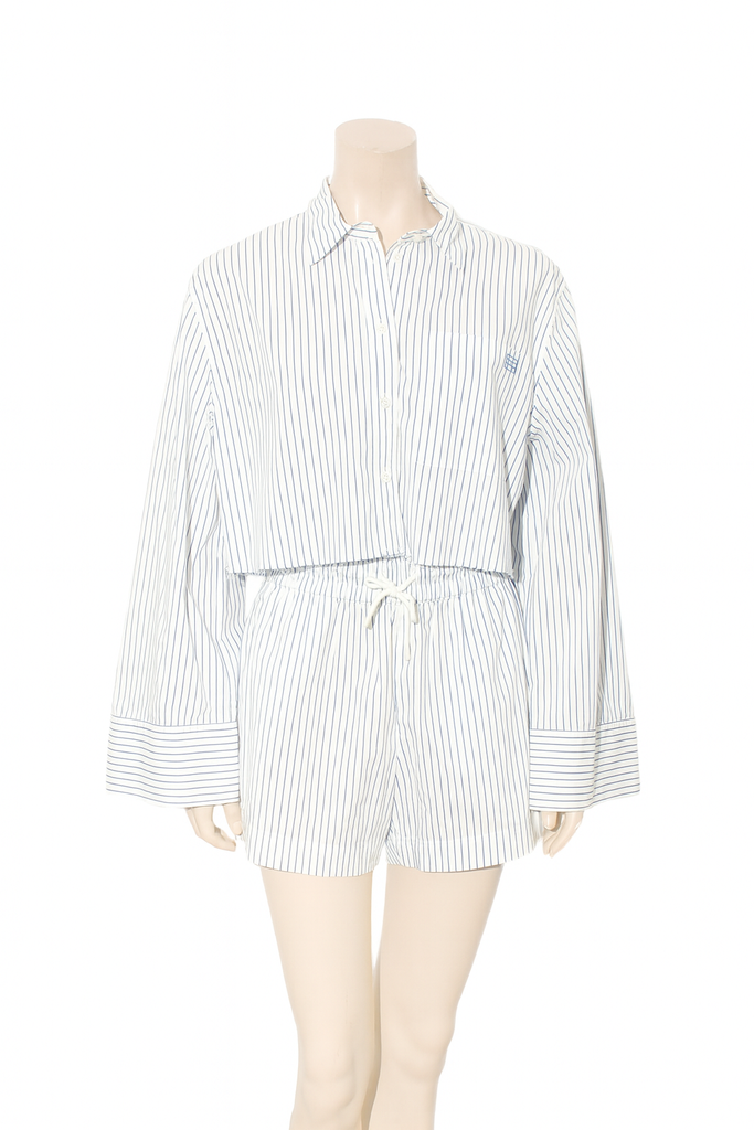 Cropped Striped Button Down Shirt