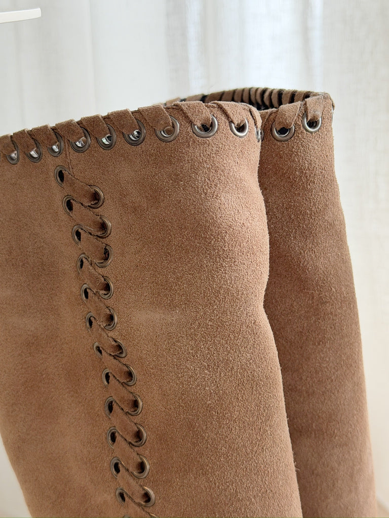 Suede Grommet Detail Boots