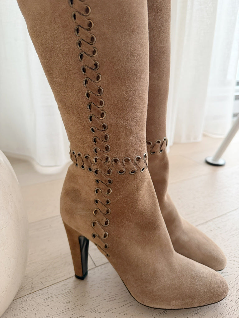Suede Grommet Detail Boots