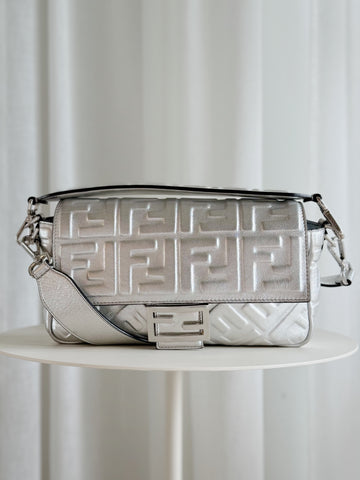 Metallic Silver Baguette