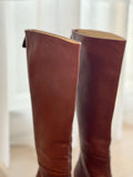 Pointed Leather Knee High Boots