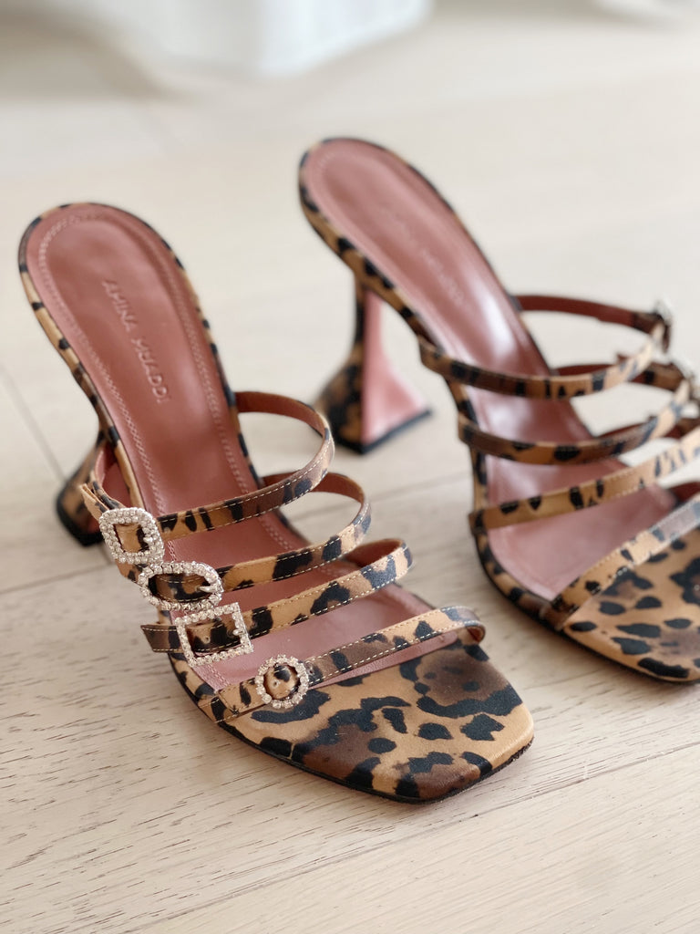 Robyn Crystal-Embellished Leopard-Print Satin Mules