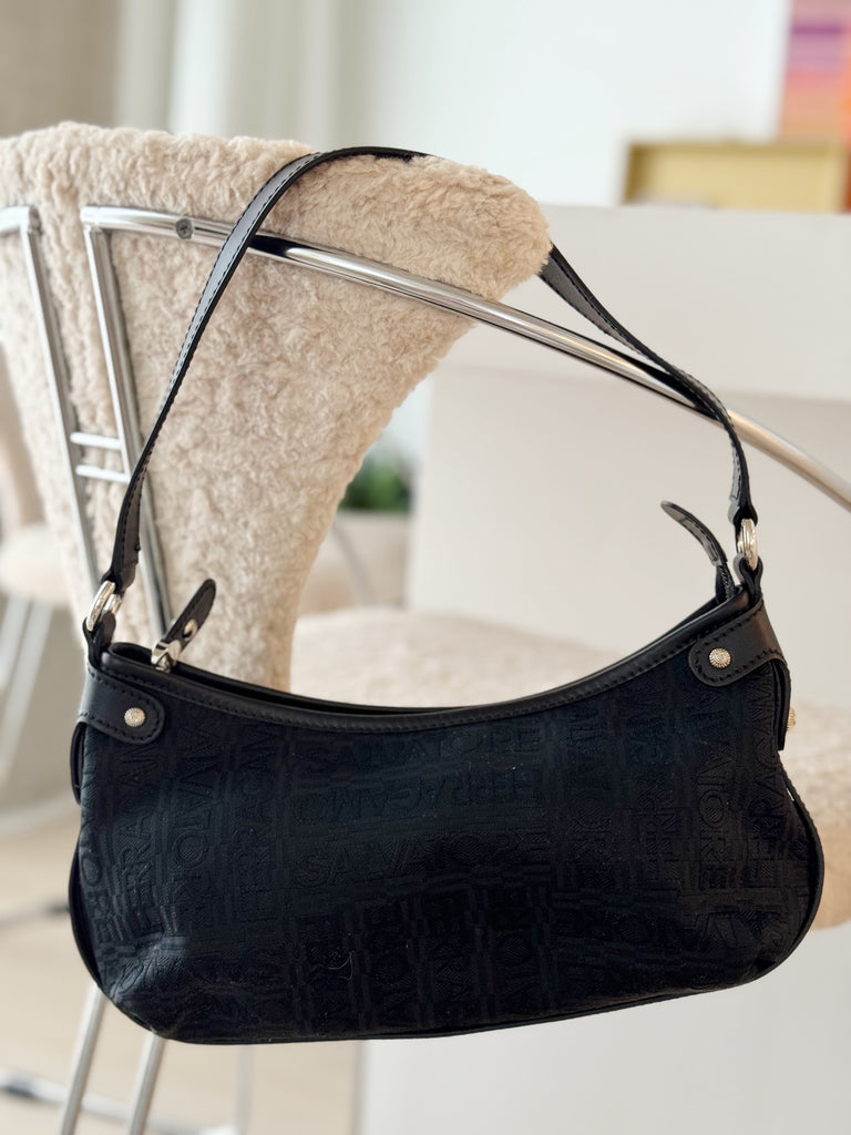 Canvas and Leather Shoulder Bag