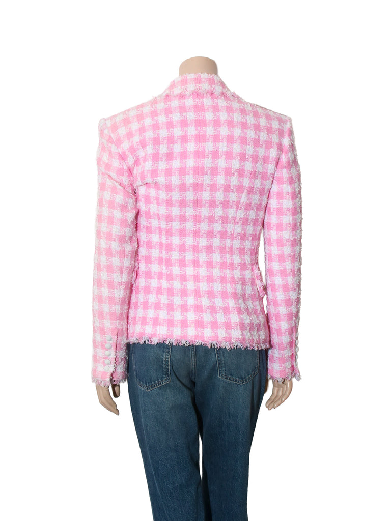 Check Print Tweed Blazer