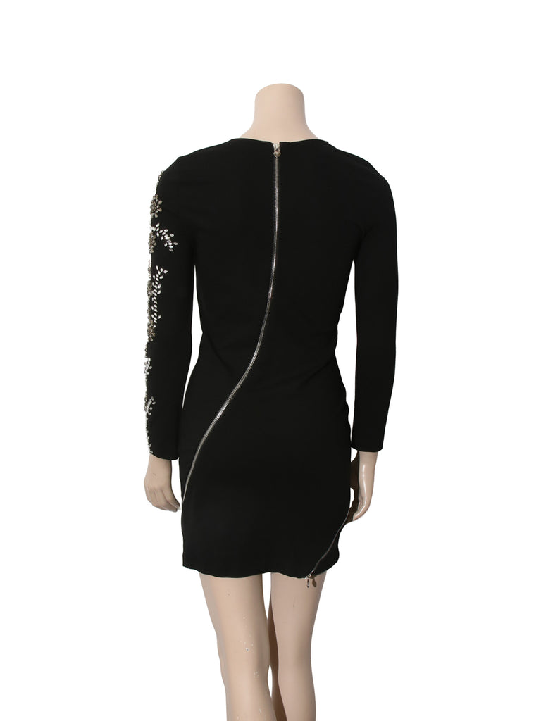 Zipper Detail Beaded Dress