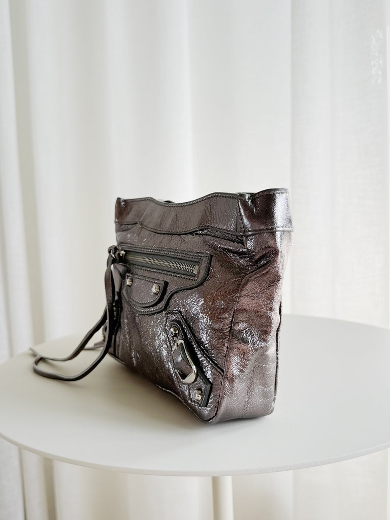 Metallic Motocross Leather Clutch