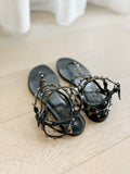 Rockstud Flat Leather Sandals