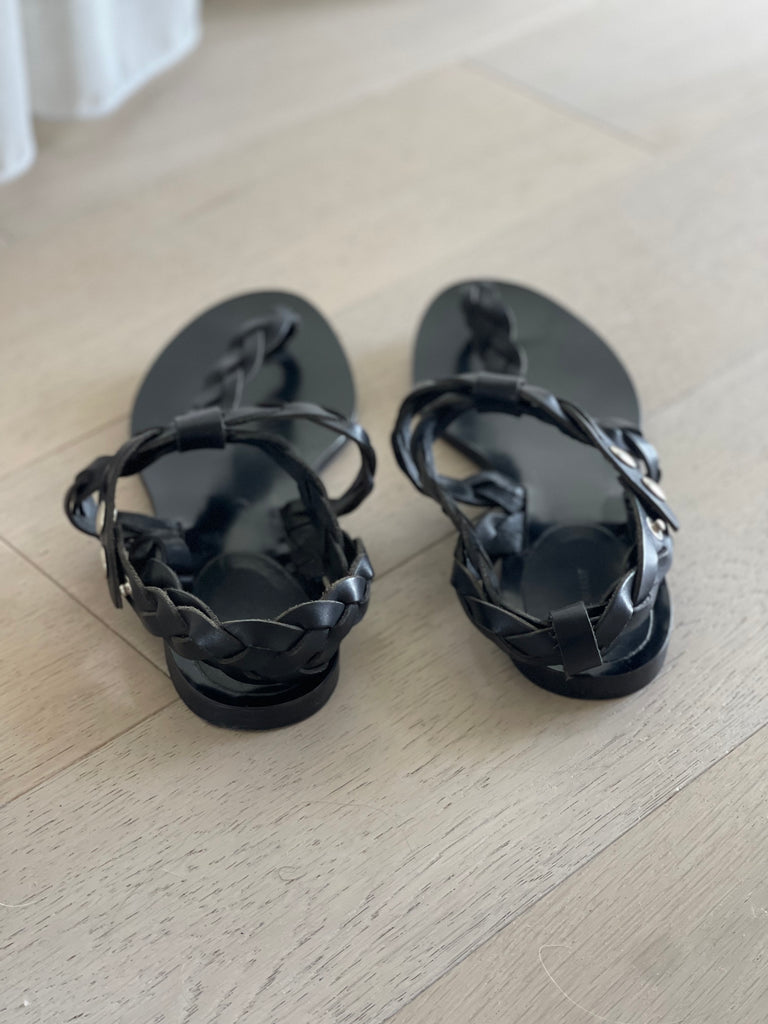 Leather Braided Flat Sandals