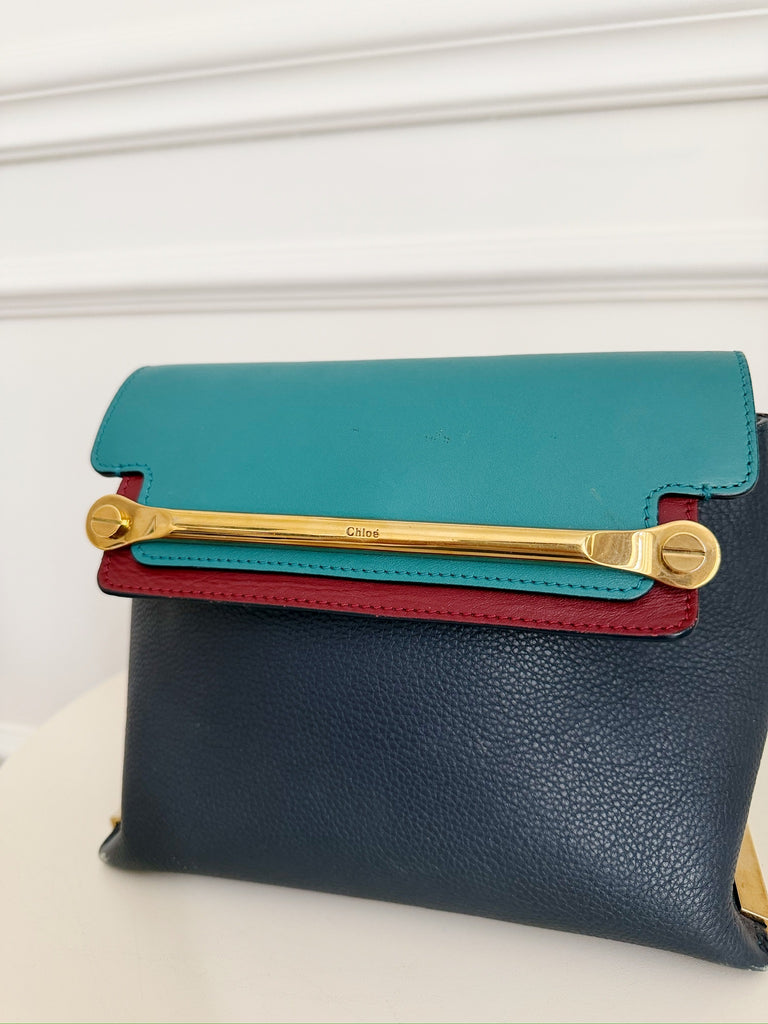 Leather Color Block Cross Body Bag