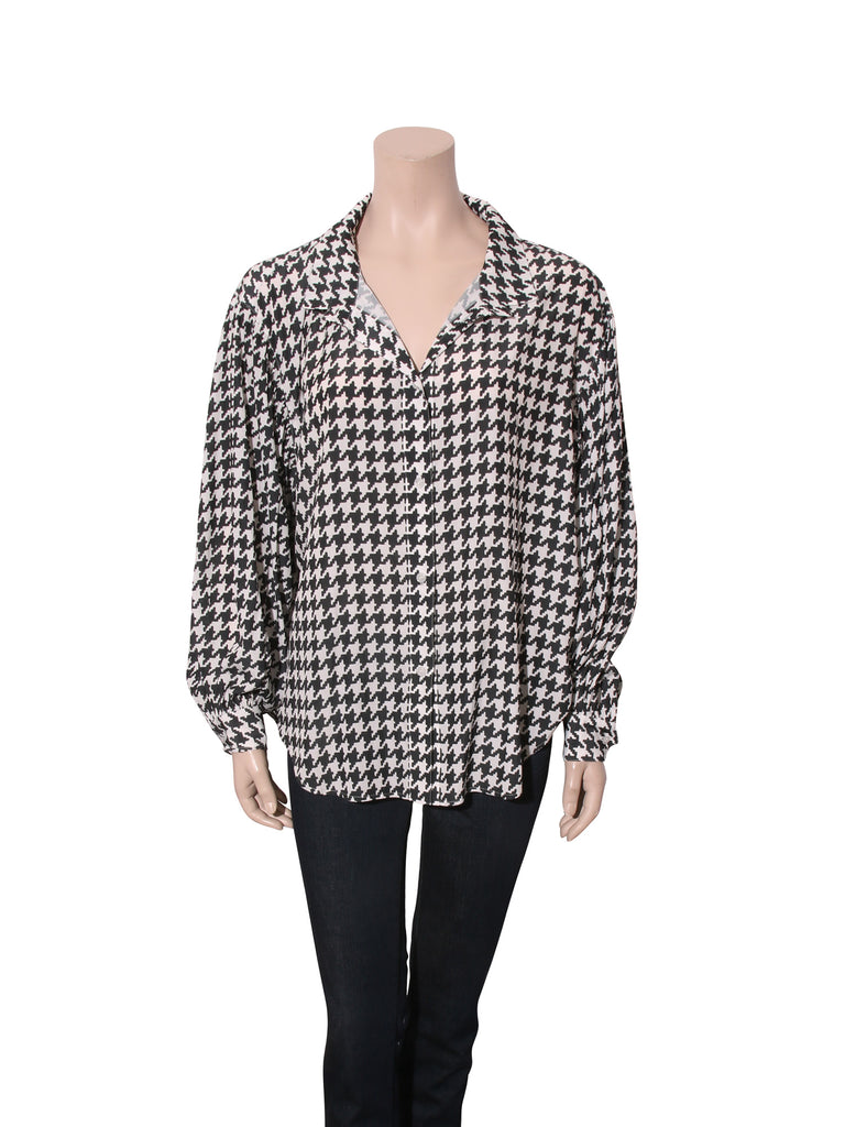 Houndstooth Print Button Down Shirt
