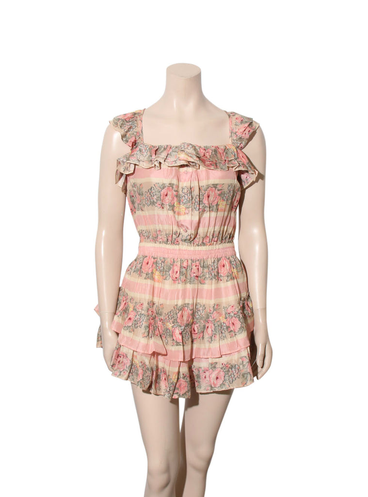 Marina Silk Floral Ruffle Dress