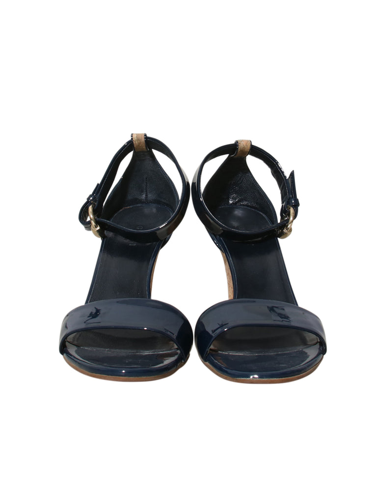 Patent Leather Cork Wedge Sandals