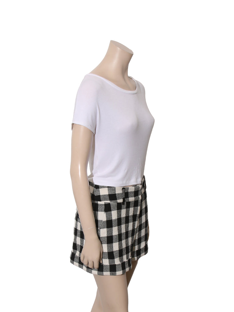 Check Print Tweed Shorts