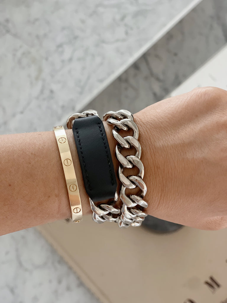 Leather and Chain Wrap Bracelet