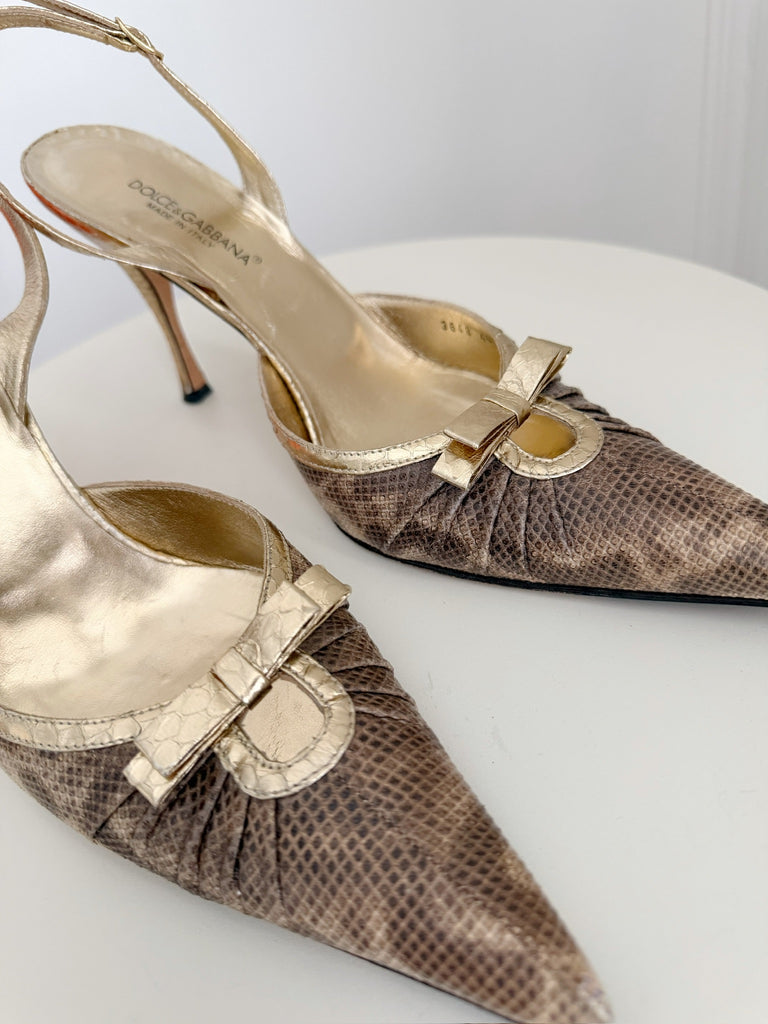 Snake Embossed Slingback Pumps