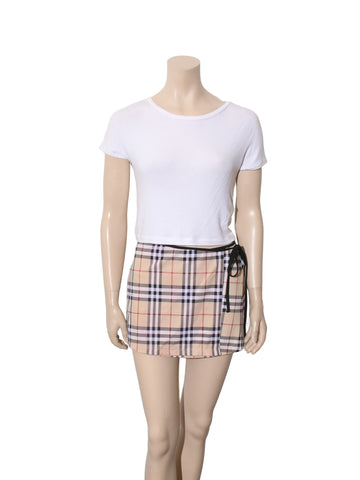 Check Print Bathing Suit Cover-Up Skirt