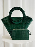 Crocodile Embossed Doll Top Handle Bag