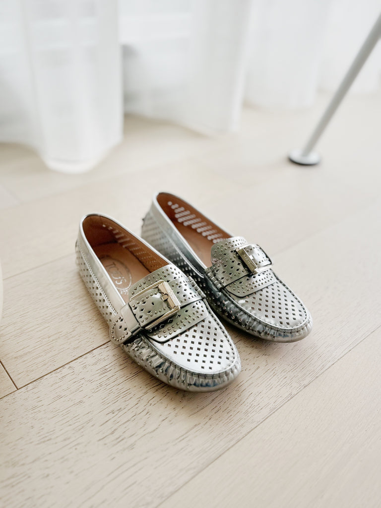 Metallic Leather Loafers