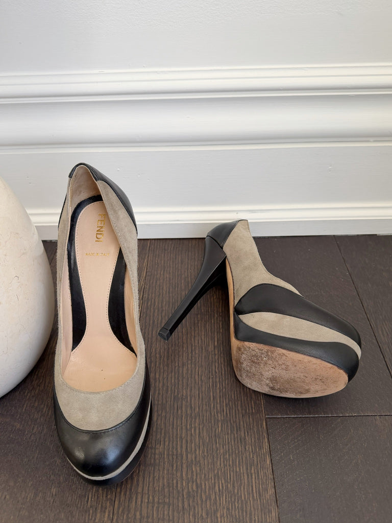 Suede and Leather Pumps