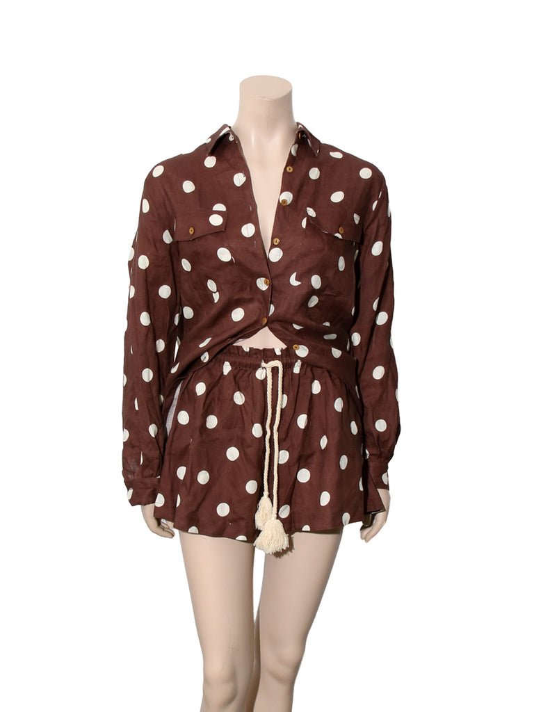 Linen Polka Dot Button Down Shirt