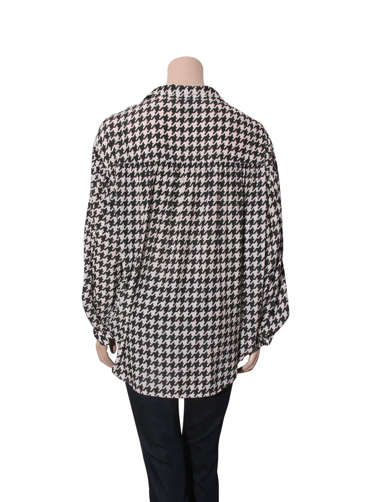 Houndstooth Print Button Down Shirt