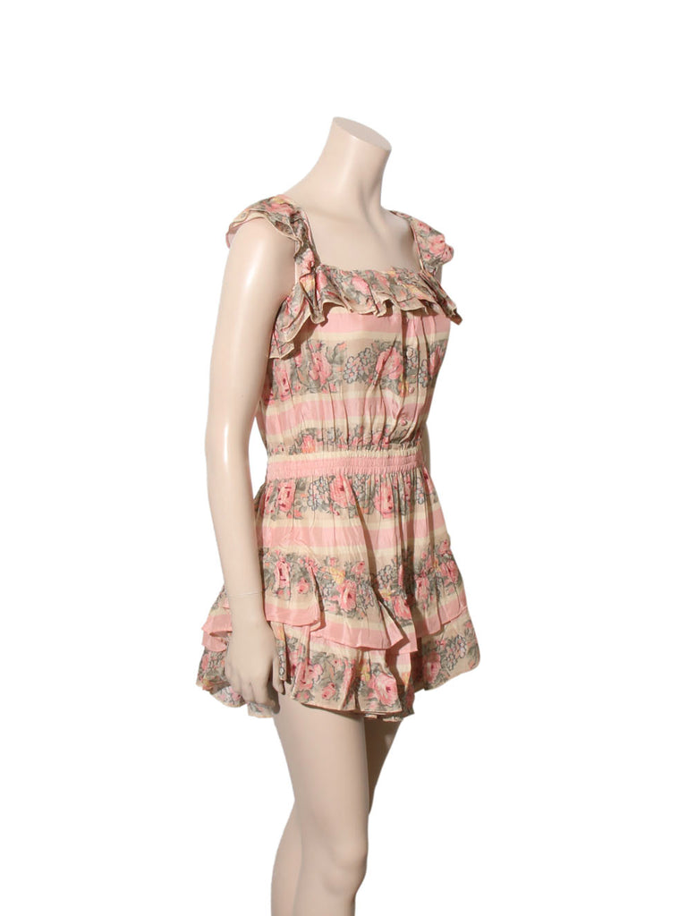 Marina Silk Floral Ruffle Dress