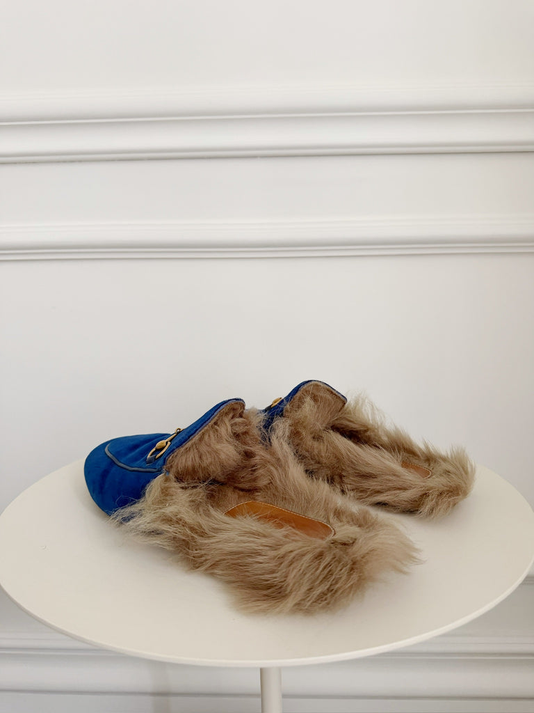 Velvet Fur Lined Mules