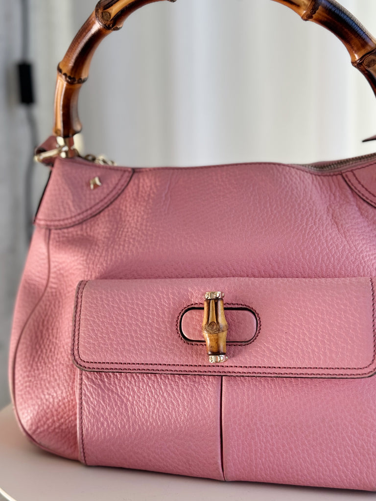 Nailhead Bamboo Shoulder Bag