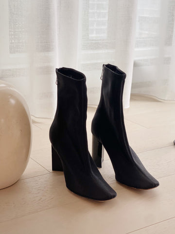 Leather Cone Heel Booties