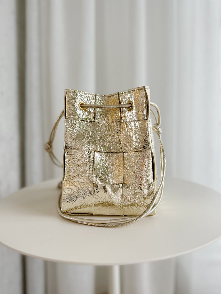 Metallic Cassette Bucket Bag