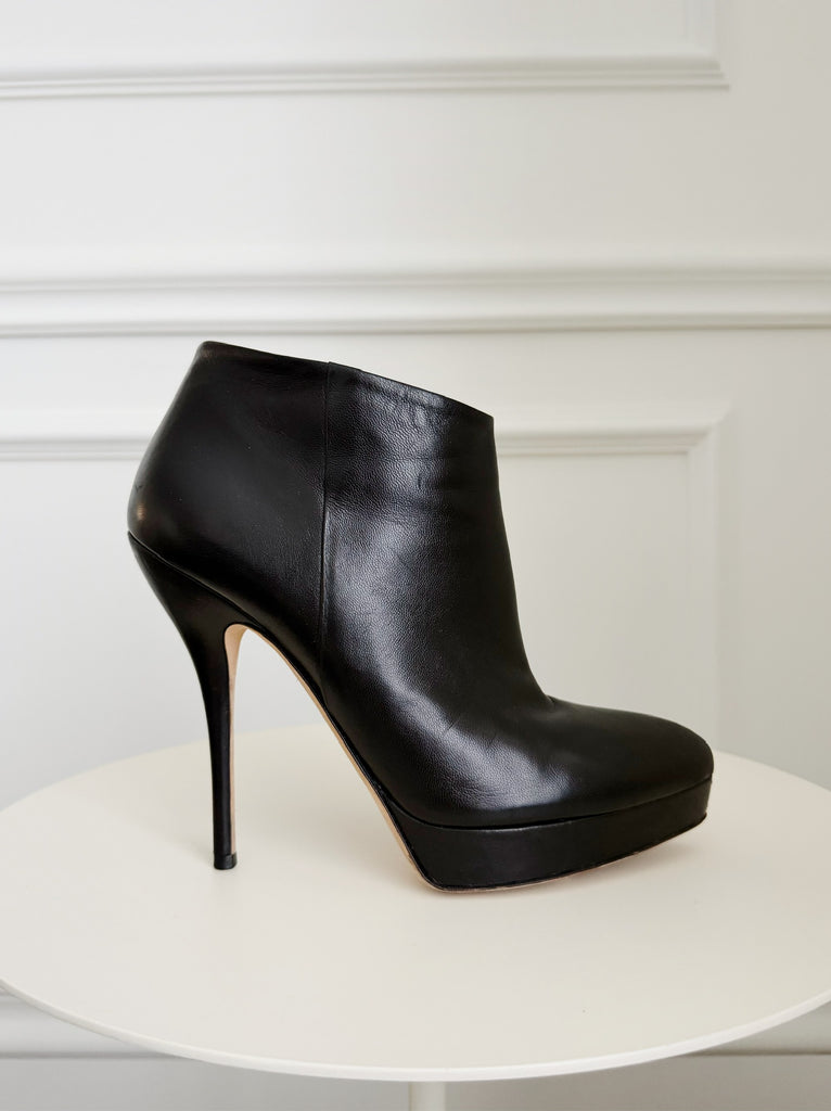 Leather High Heel Ankle Boots