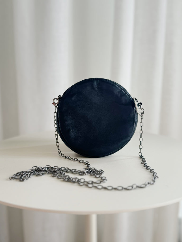 Round Flower Leather Cross Body Bag