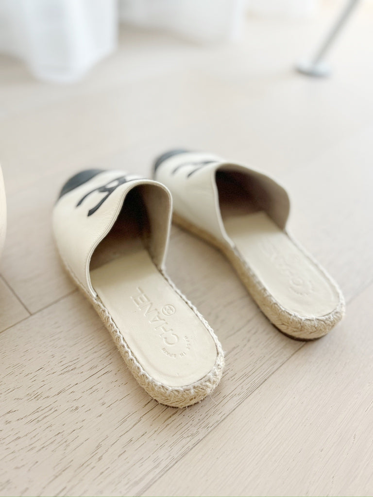 Leather Logo Espadrille Mules