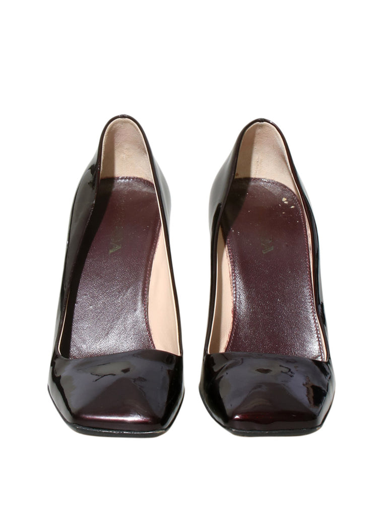 Sqaure Toe Patent Leather Pumps
