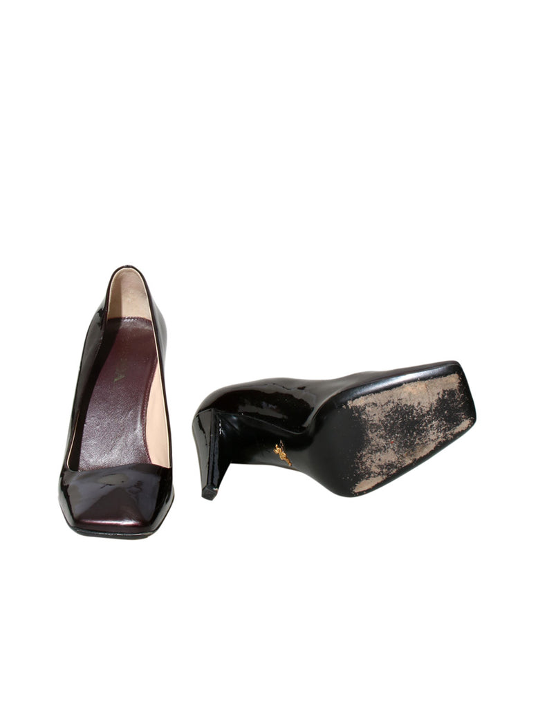 Sqaure Toe Patent Leather Pumps