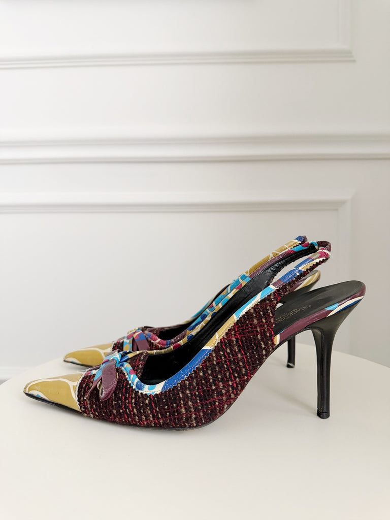 Vintage Tweed Slingback Pumps