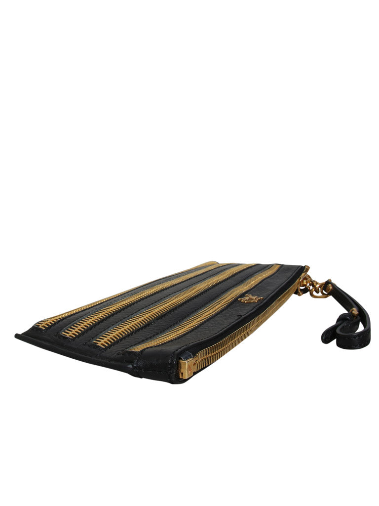 Zipper Detail Leather Clutch