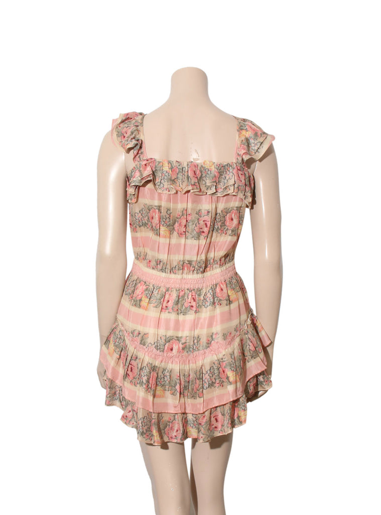 Marina Silk Floral Ruffle Dress