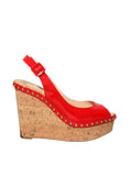 Patent Leather Studded Cork Wedge Sandals