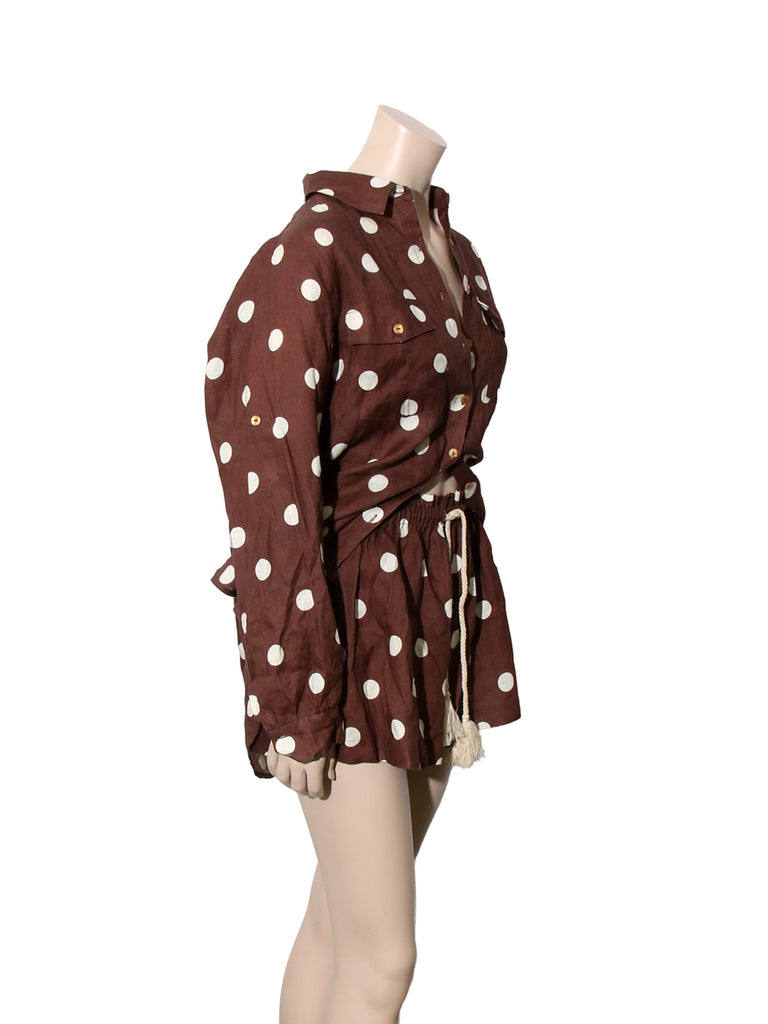 Linen Polka Dot Button Down Shirt