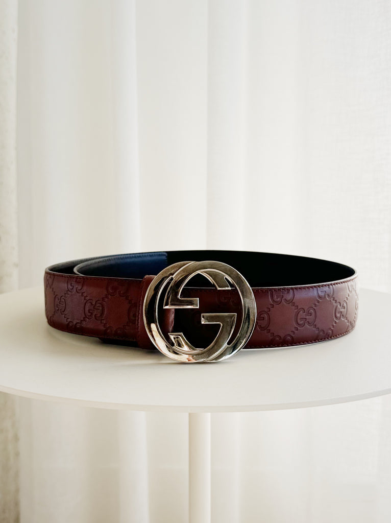 Embossed Leather GG Belt