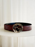 Embossed Leather GG Belt